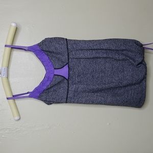 Lululemon Dance Tank Power Purple Heathered Coal Gray Top Yoga Size 8